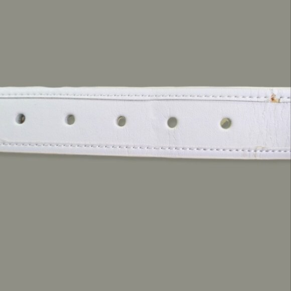 White Summer Leather With Mesh Pattern Men's Belt Size 44 1.5" Wide - Picture 4 of 5
